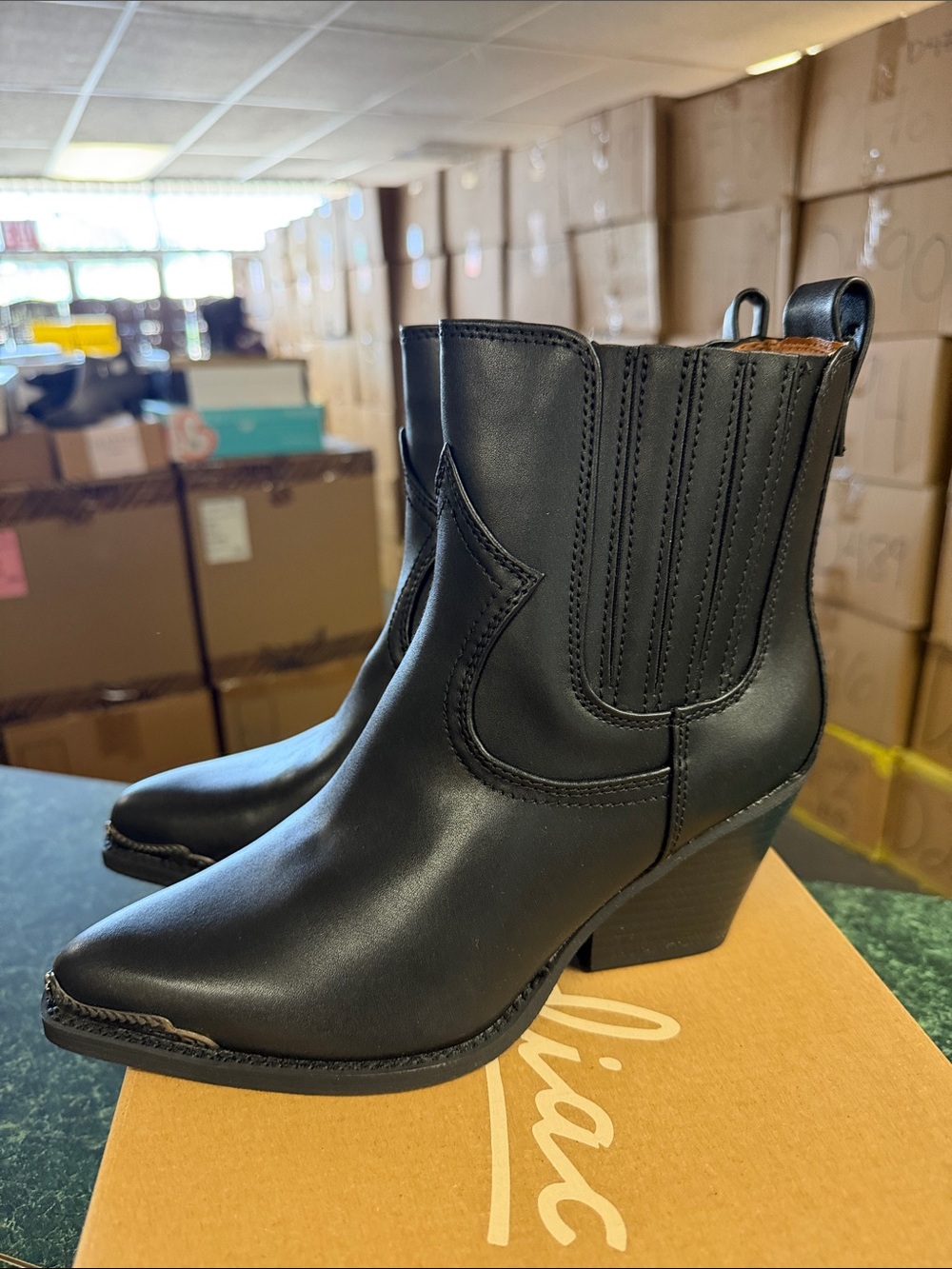 Zodiac Black Leather Western-Inspired Ankle Boots - Picture 3 of 4